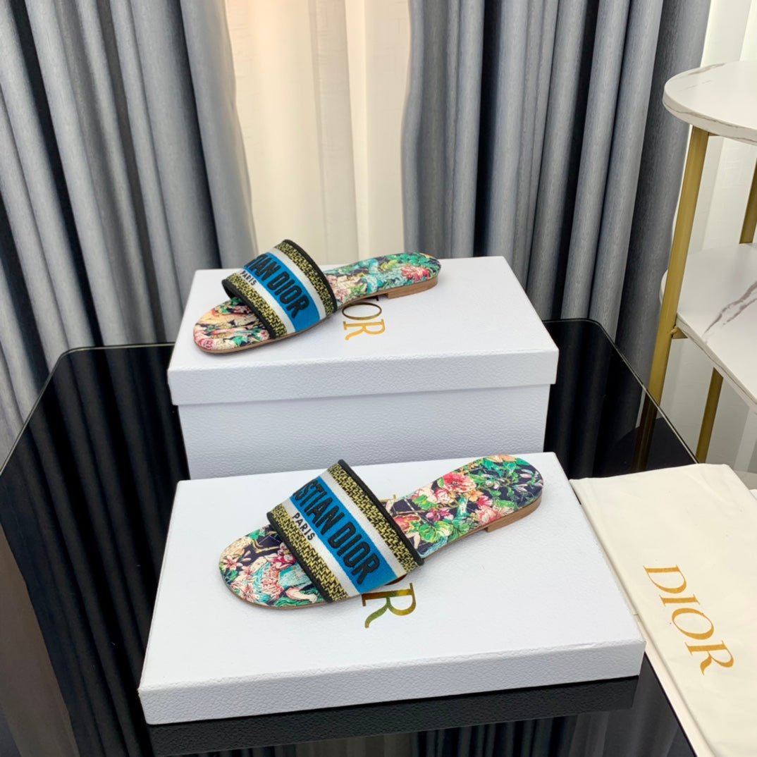 DIOR Mule Dway Slide 10mm Multi-motifs Style 35