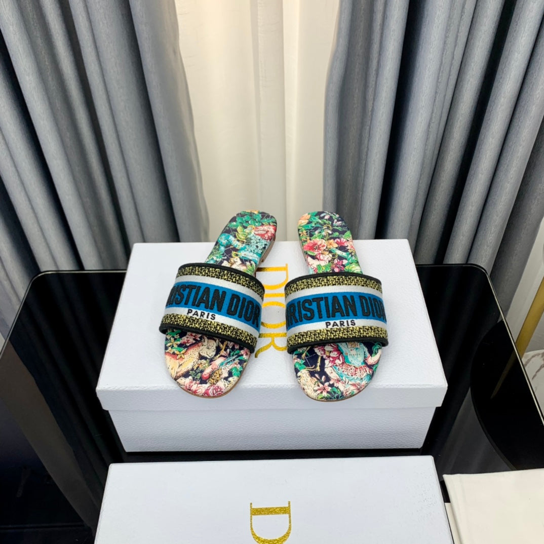 DIOR Mule Dway Slide 10mm Multi-motifs Style 35