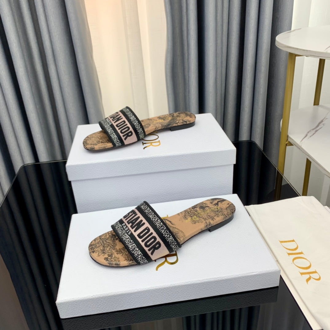 DIOR Mule Dway Slide 10mm Multi-motifs Style 34