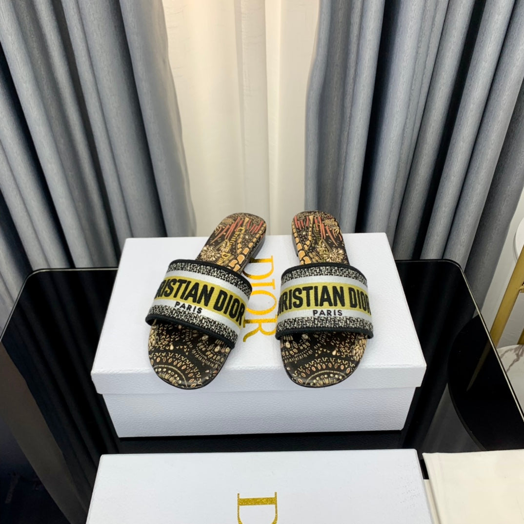 DIOR Mule Dway Slide 10mm Multi-motifs Style 67
