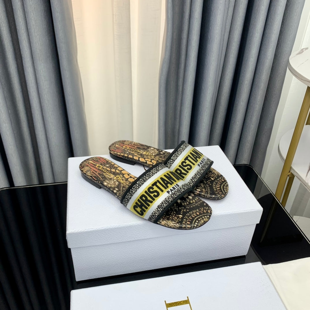 DIOR Mule Dway Slide 10mm Multi-motifs Style 67