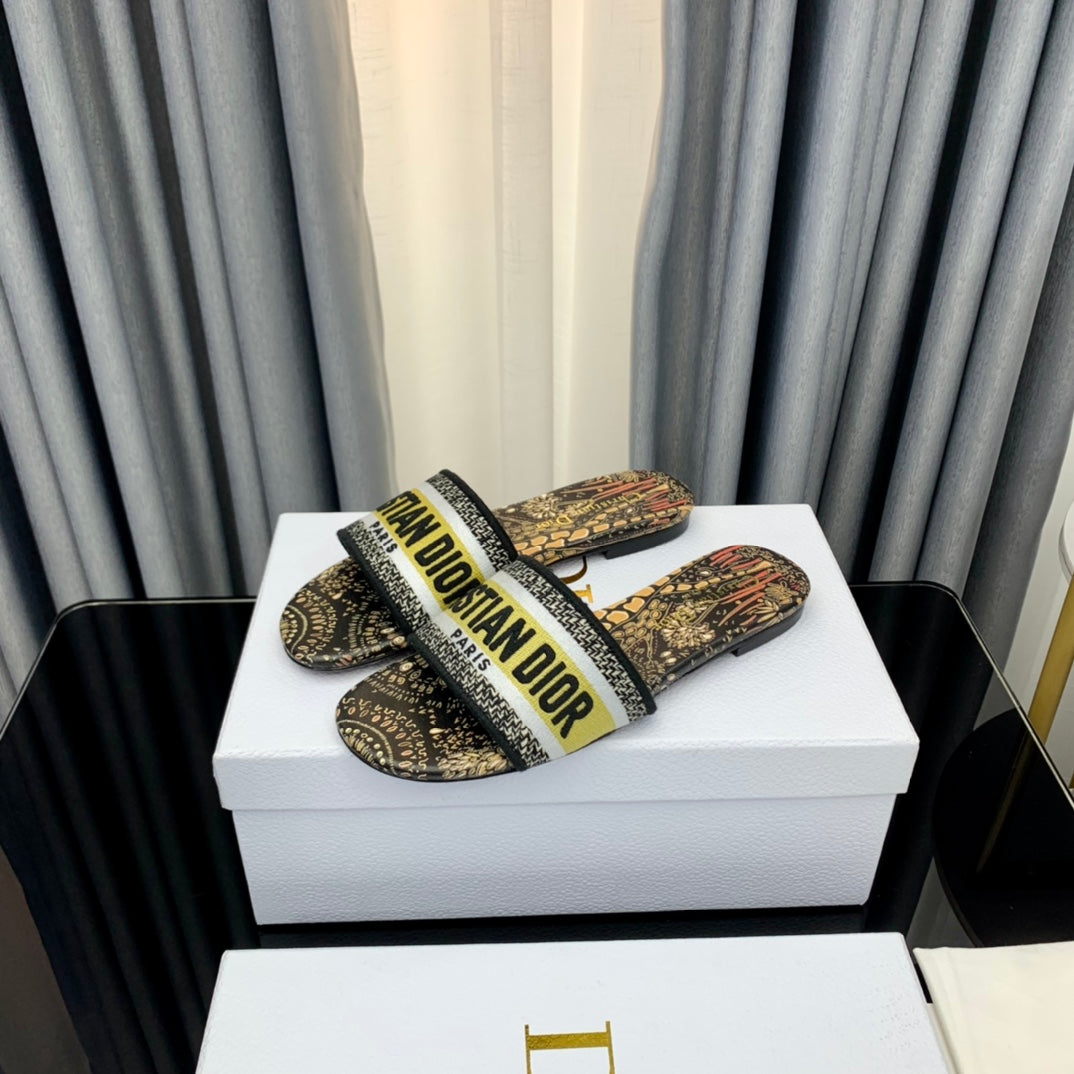 DIOR Mule Dway Slide 10mm Multi-motifs Style 67