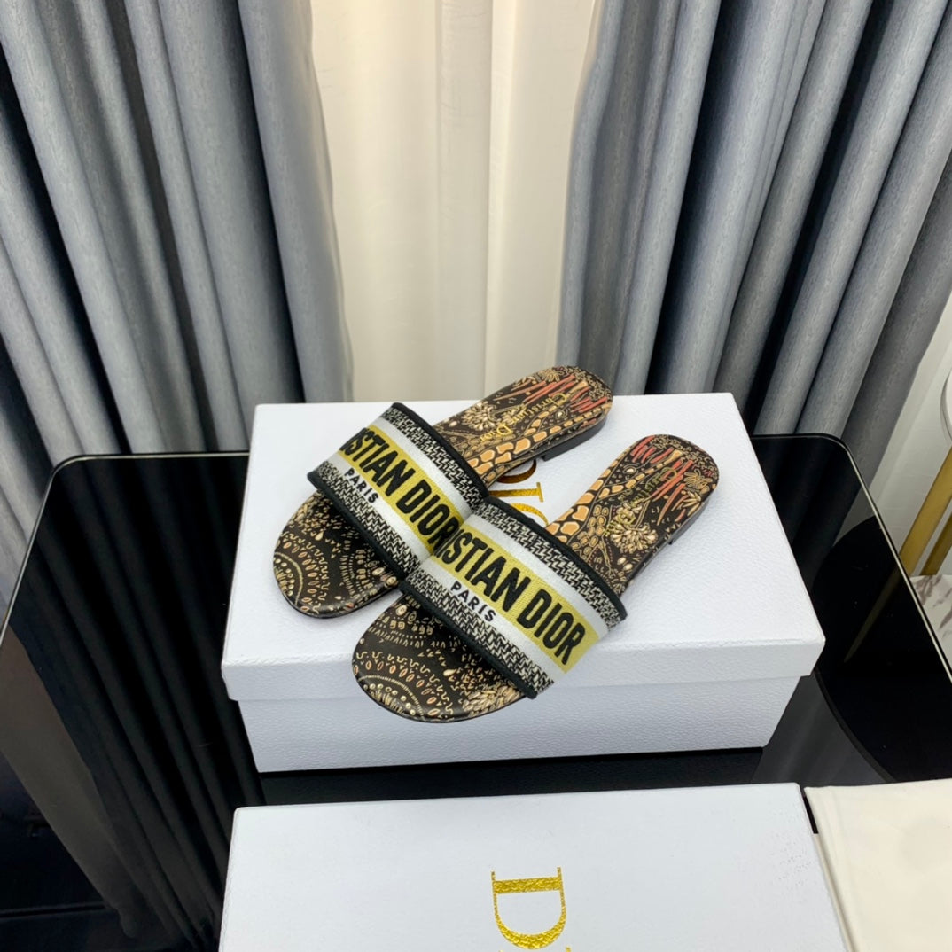 DIOR Mule Dway Slide 10mm Multi-motifs Style 67