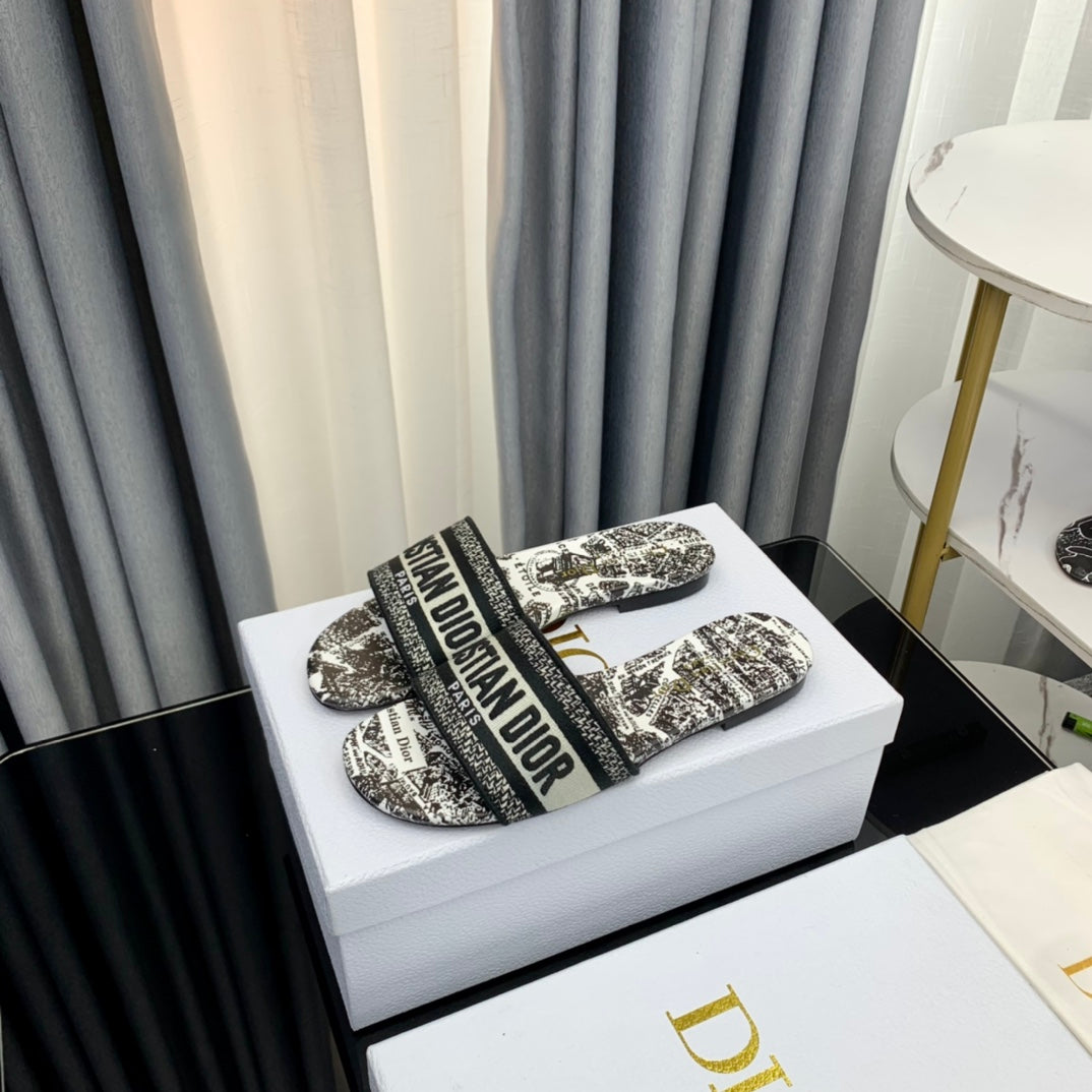 DIOR Mule Dway Slide 10mm Multi-motifs Style 62