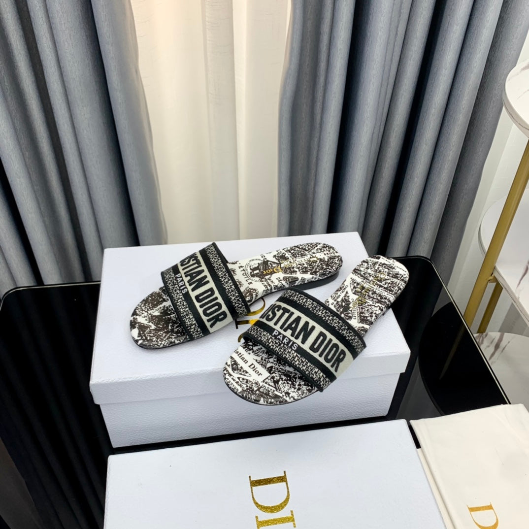 DIOR Mule Dway Slide 10mm Multi-motifs Style 62