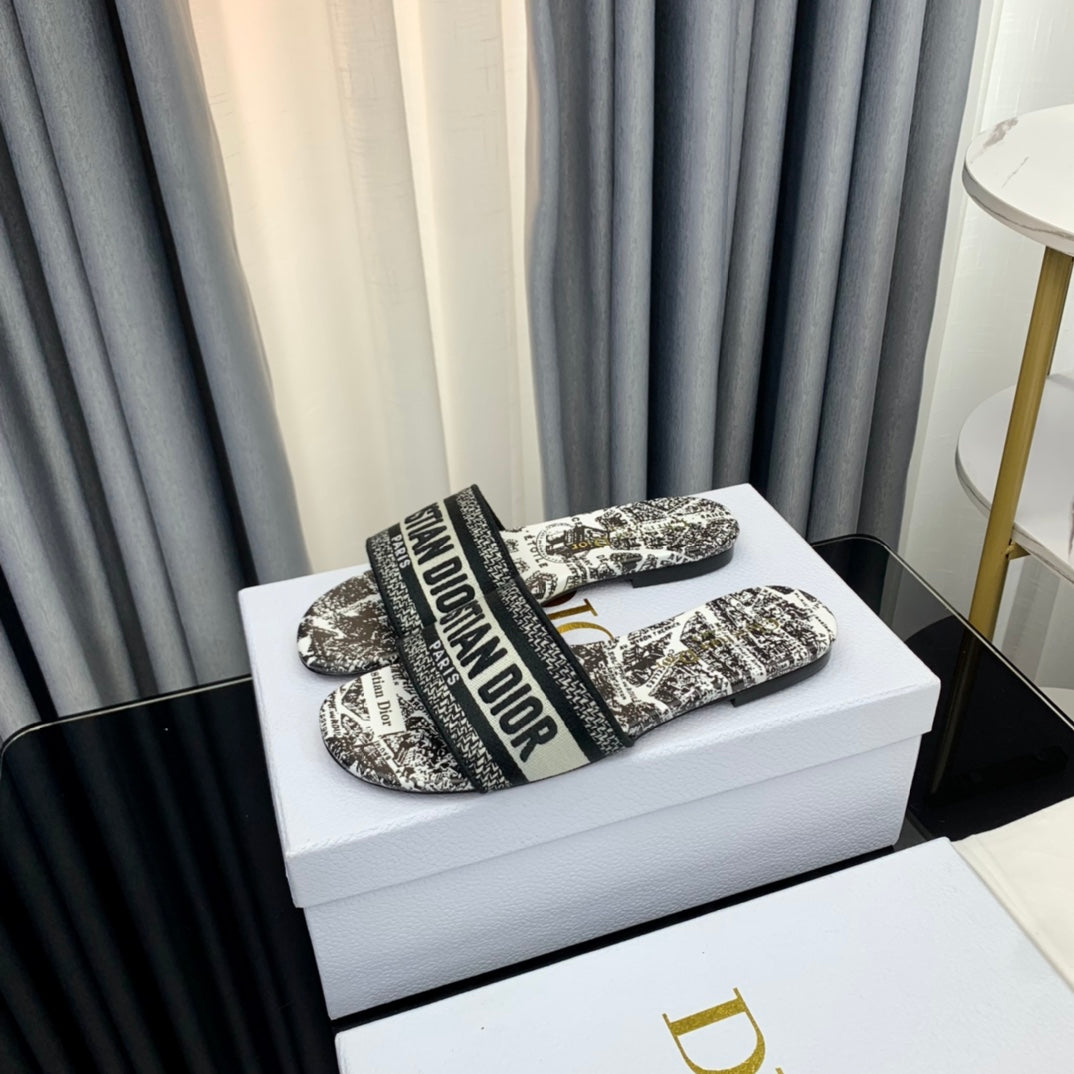 DIOR Mule Dway Slide 10mm Multi-motifs Style 62