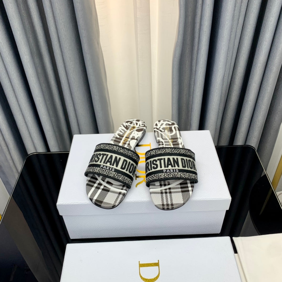 DIOR Mule Dway Slide 10mm Multi-motifs Style 61