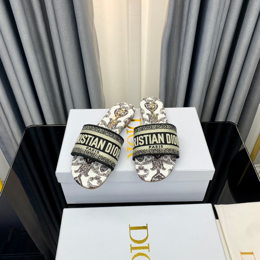 DIOR Mule Dway Slide 10mm Multi-motifs Style 58