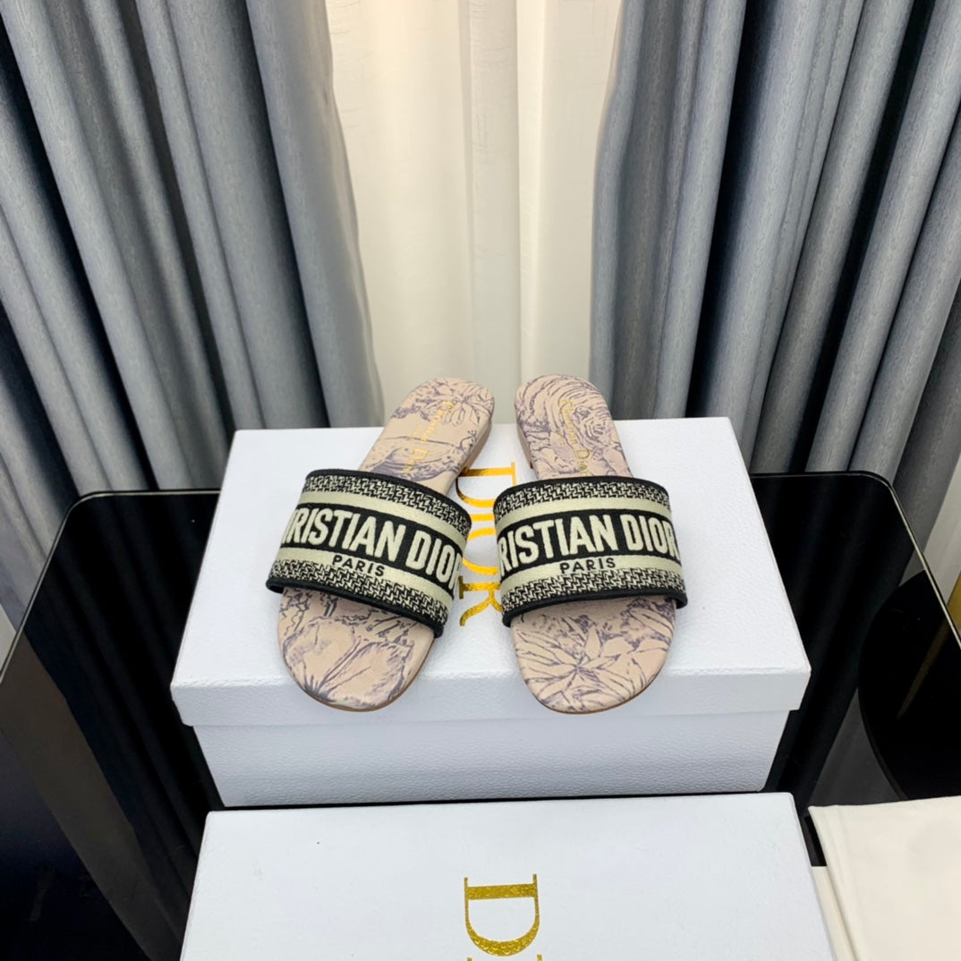DIOR Mule Dway Slide 10mm Multi-motifs Style 56