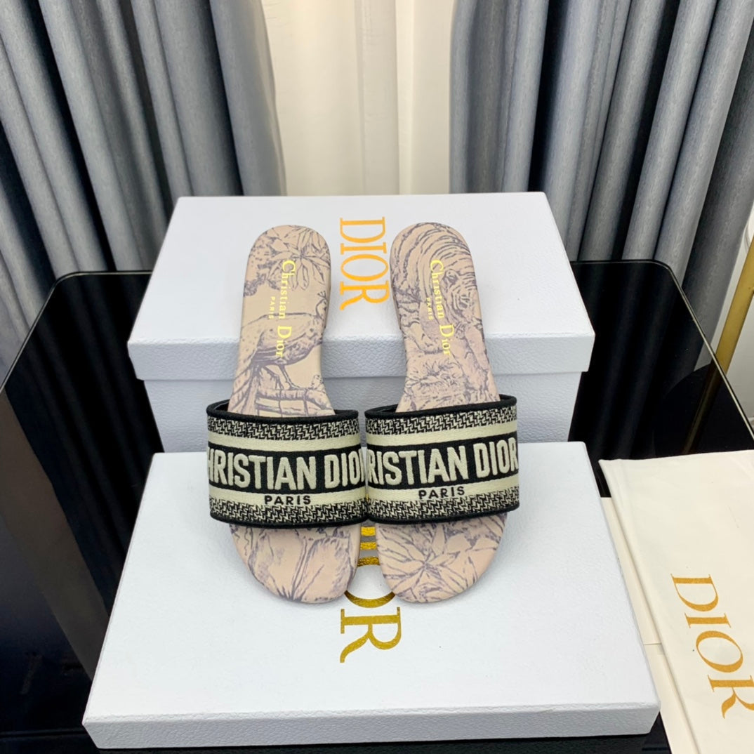 DIOR Mule Dway Slide 10mm Multi-motifs Style 56