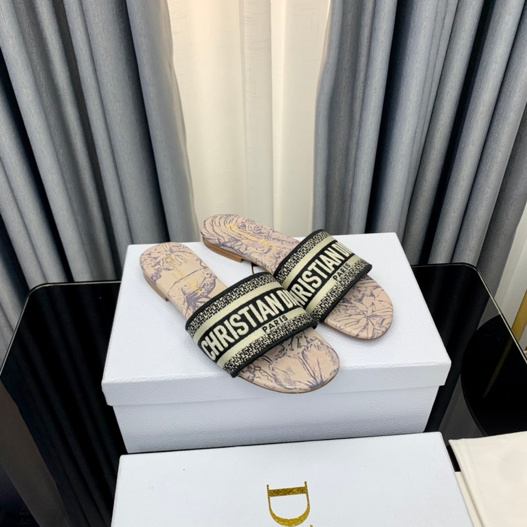 DIOR Mule Dway Slide 10mm Multi-motifs Style 56