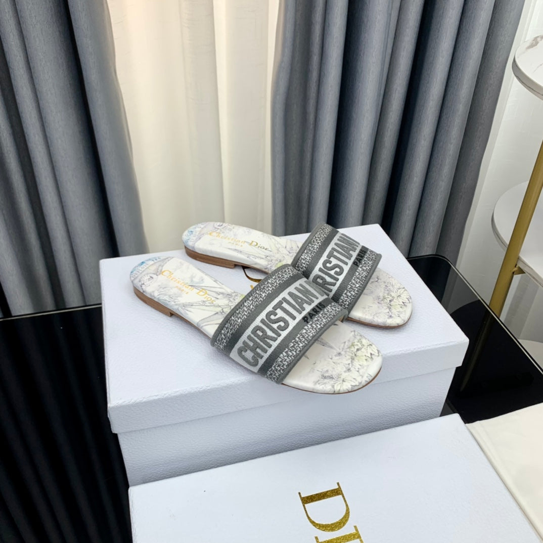 DIOR Mule Dway Slide 10mm Multi-motifs Style 54