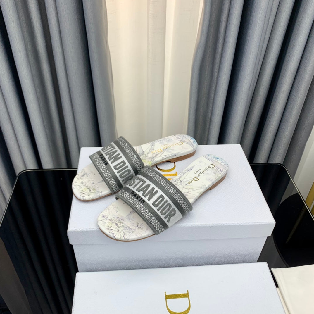 DIOR Mule Dway Slide 10mm Multi-motifs Style 54