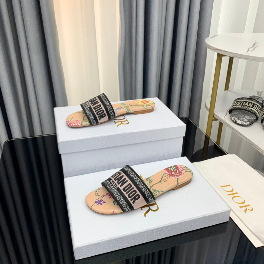 DIOR Mule Dway Slide 10mm Multi-motifs Style 53