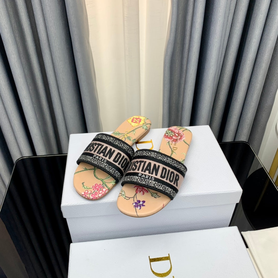 DIOR Mule Dway Slide 10mm Multi-motifs Style 53
