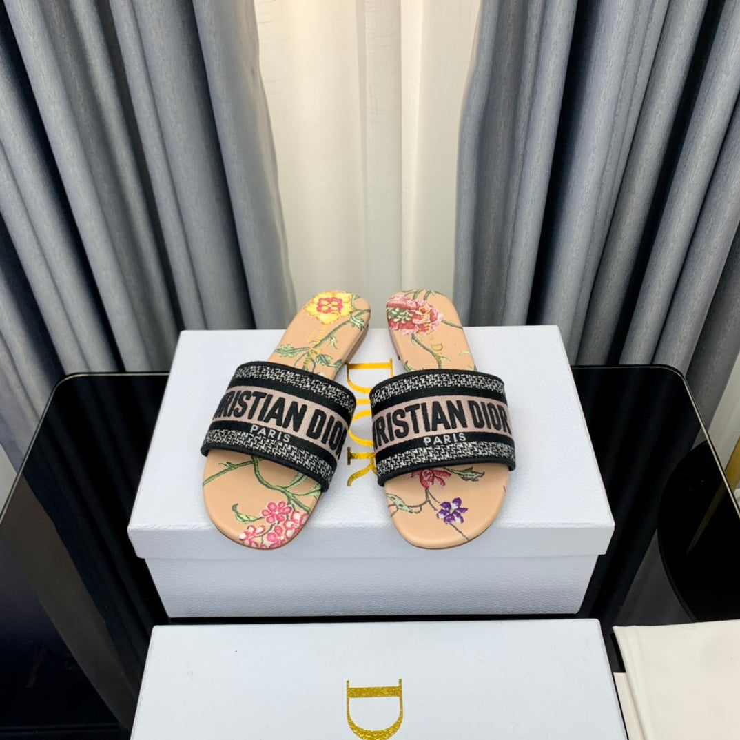 DIOR Mule Dway Slide 10mm Multi-motifs Style 53