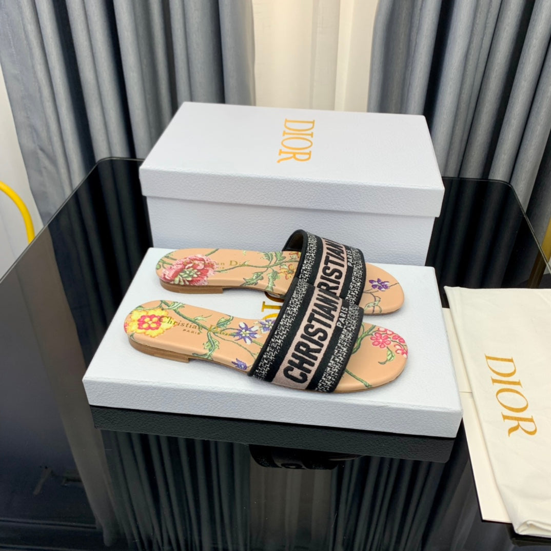 DIOR Mule Dway Slide 10mm Multi-motifs Style 53