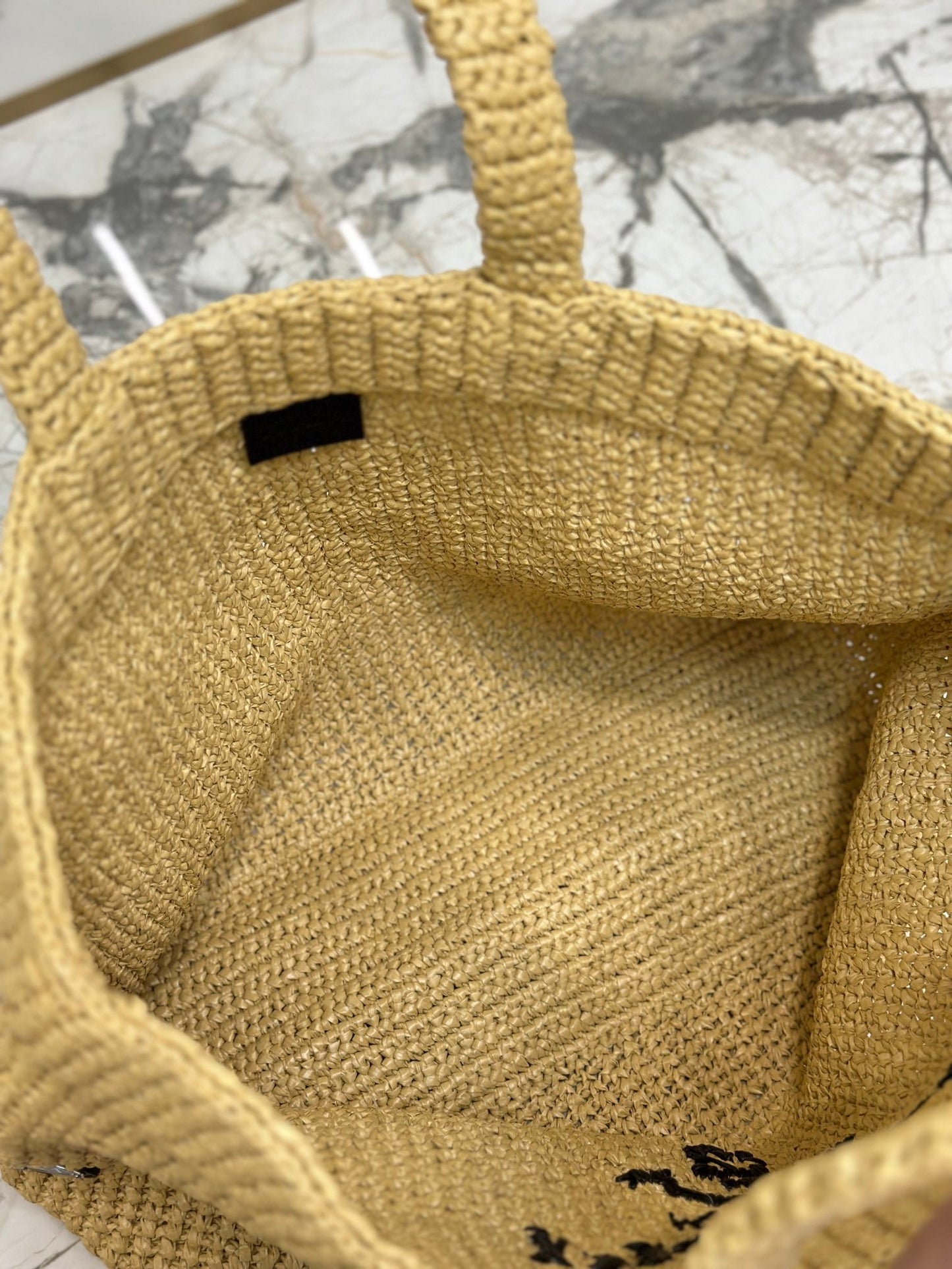 PRADA BEIGE CROCHET TOTE BAG 40CM