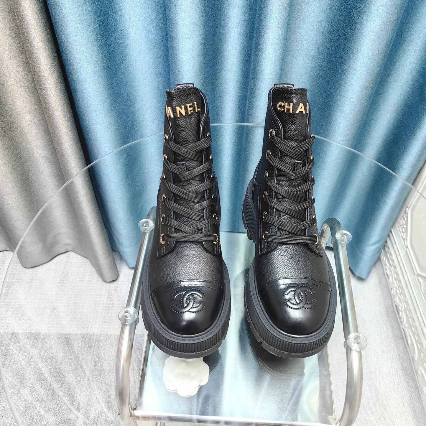 CHANEL Ankle Boots Black Lambskin