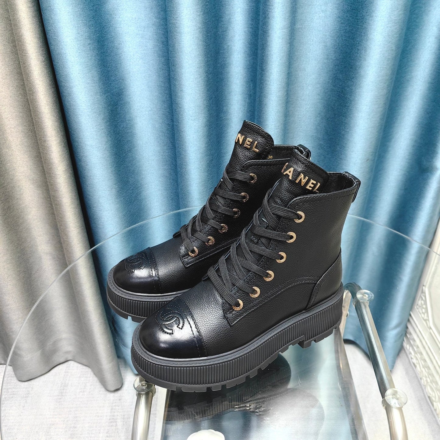 CHANEL Ankle Boots Black Lambskin