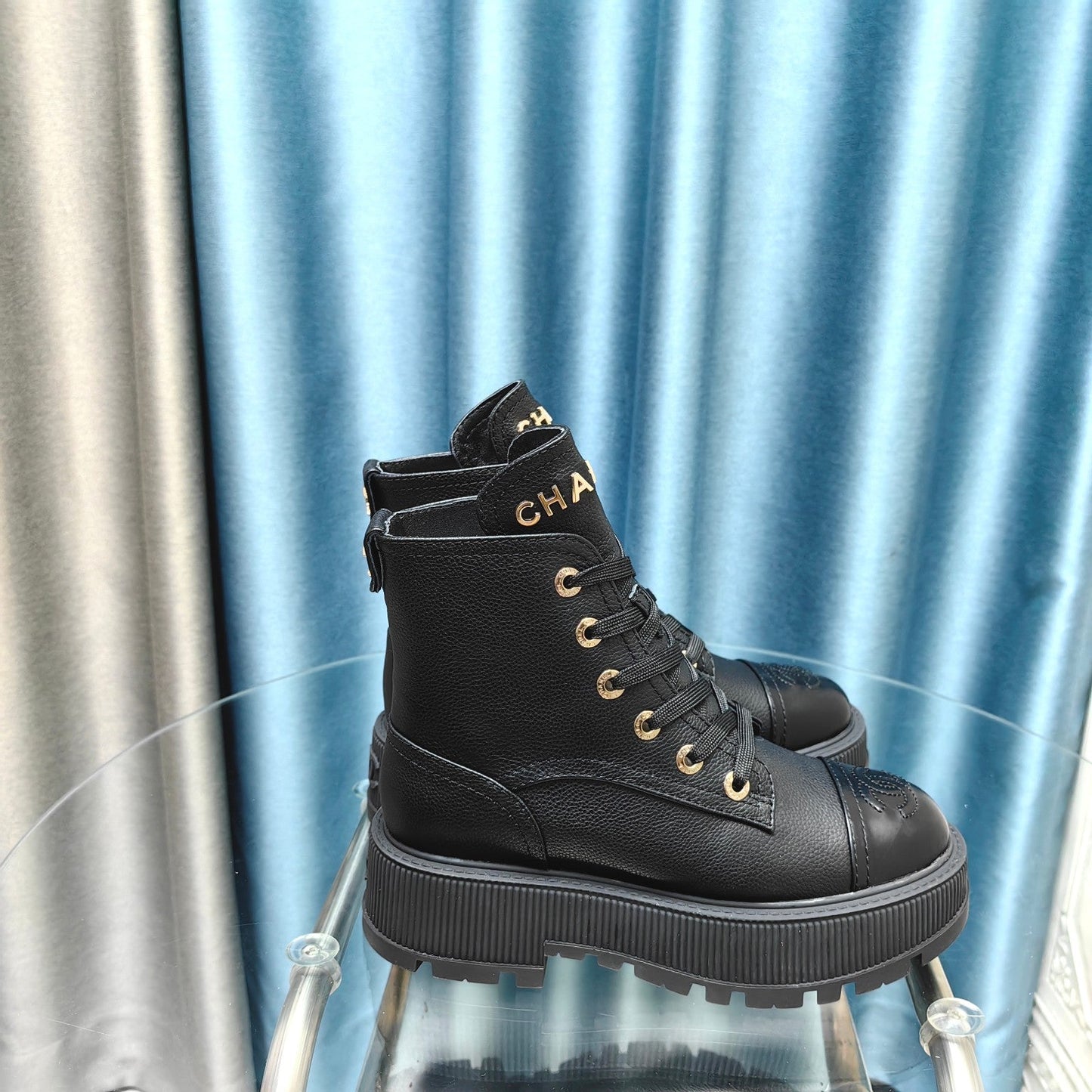 CHANEL Ankle Boots Black Lambskin