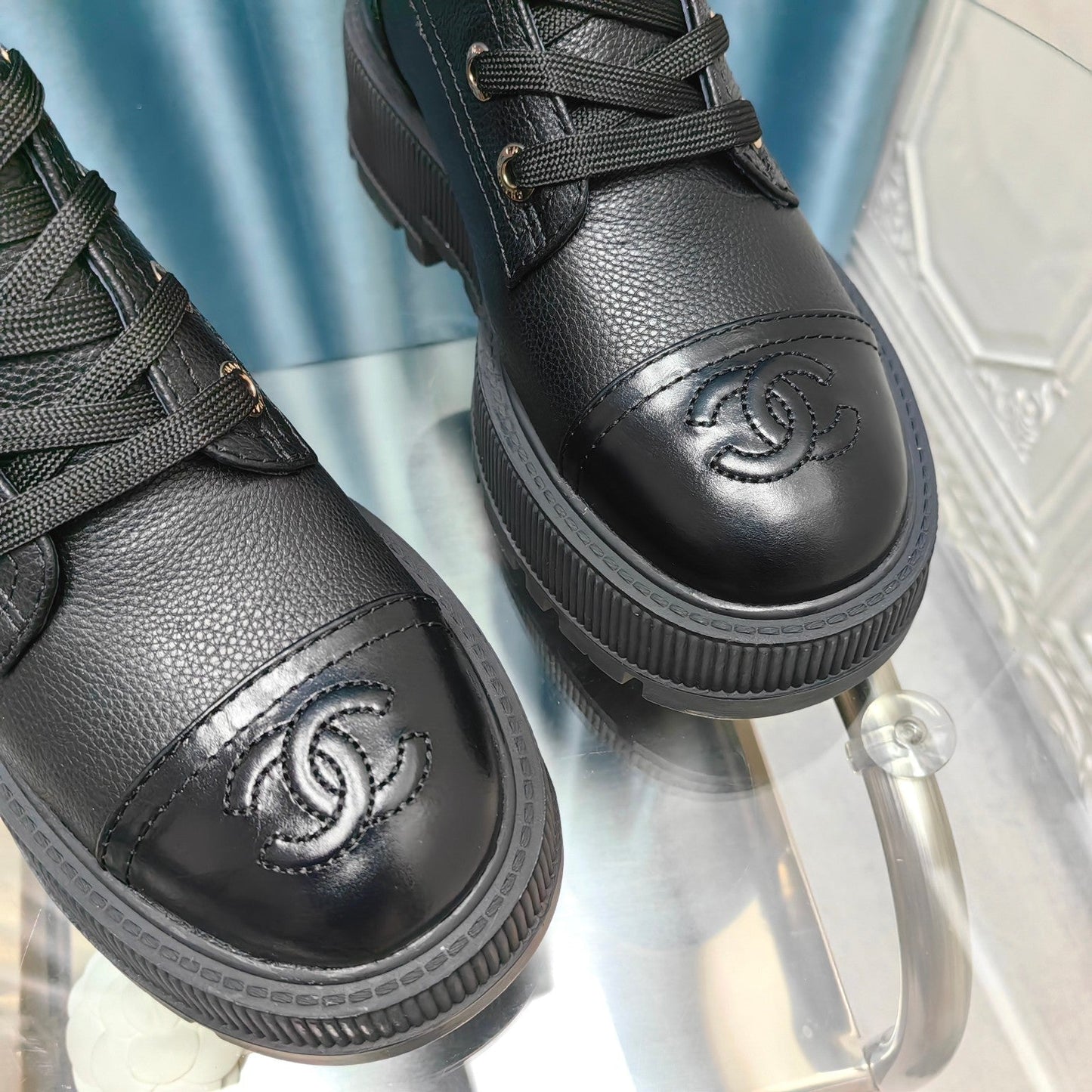 CHANEL Ankle Boots Black Lambskin