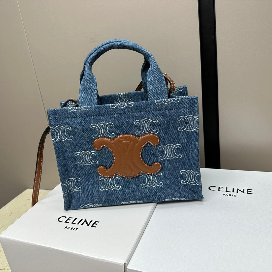 Celine SMALL CABAS THAIS BLUE DENIM 25