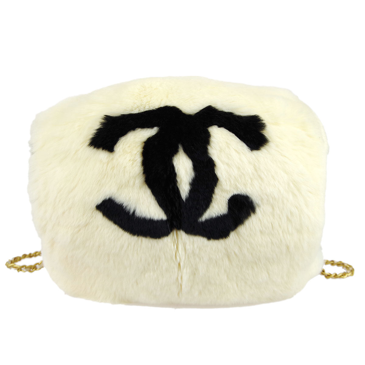 Chanel Arm Chain Shoulder Bag White Fur