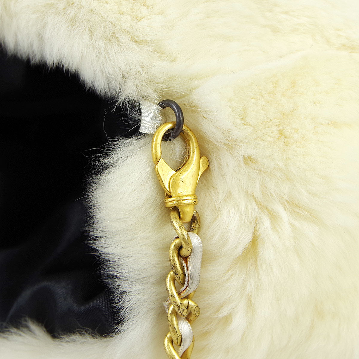 Chanel Arm Chain Shoulder Bag White Fur