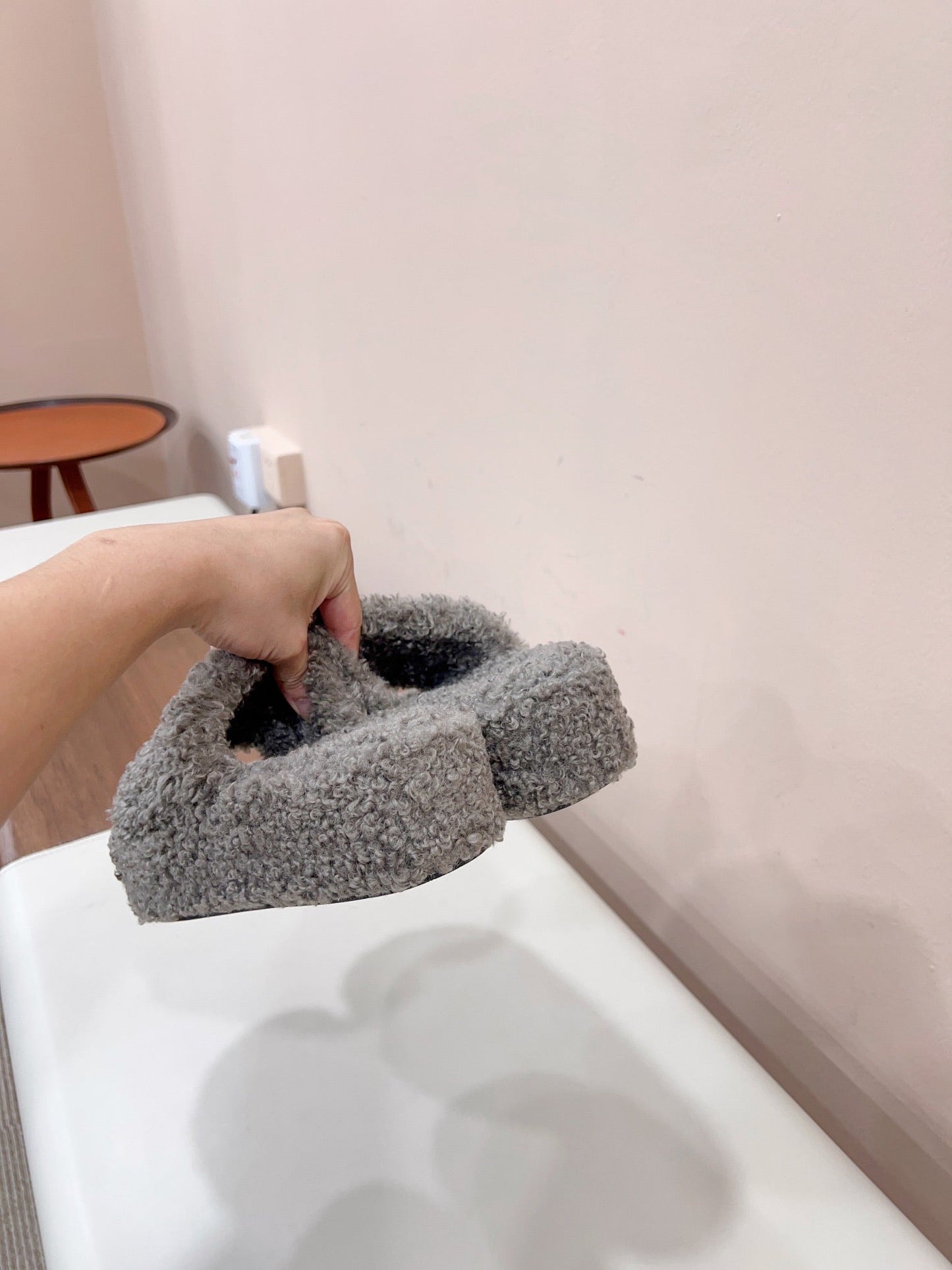 Balanciaga THICK-SOLED SLIPPERS IN GRAY WOOL