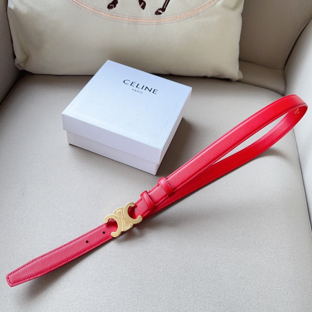 Celine Medium Triomphe Belt 25mm Red Calfskin Ghw
