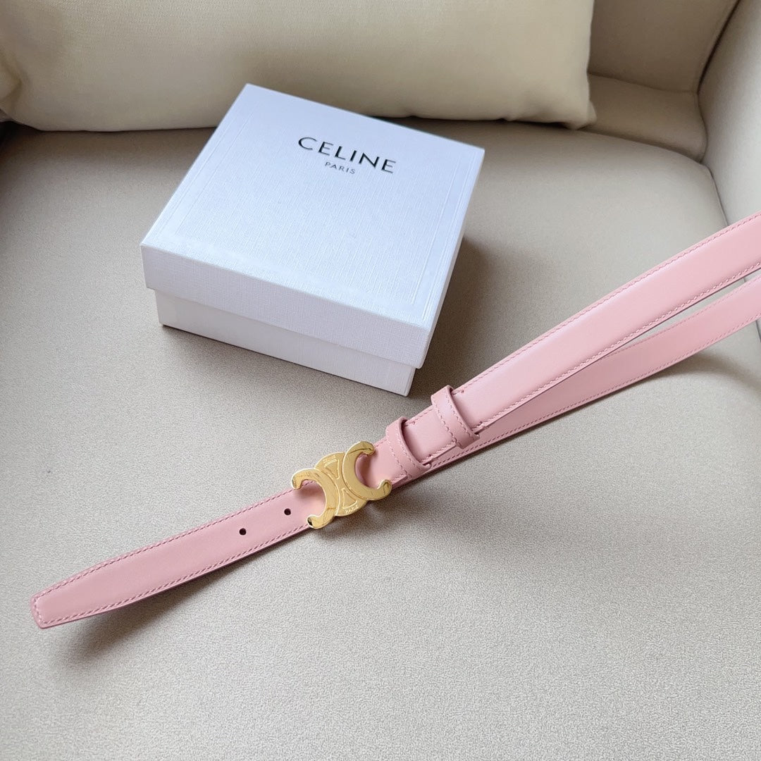 Celine Medium Triomphe Belt 25mm Pink Calfskin Ghw
