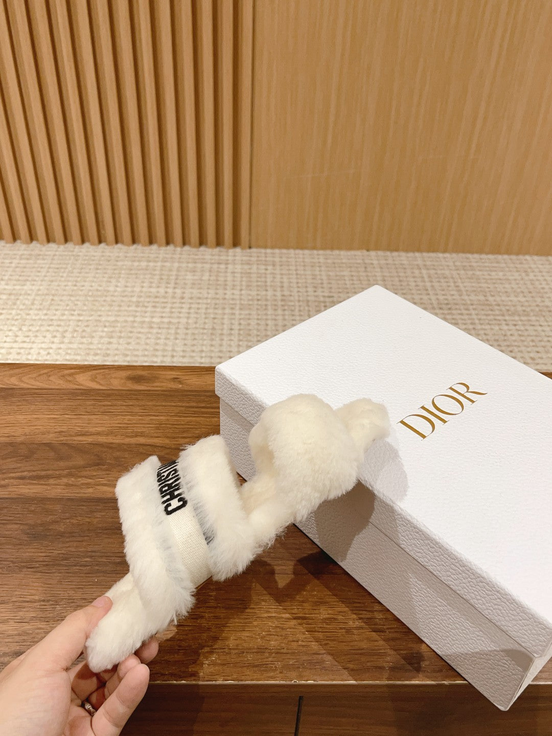 DIOR Sandal White Black Fleece And Canvas Fabric