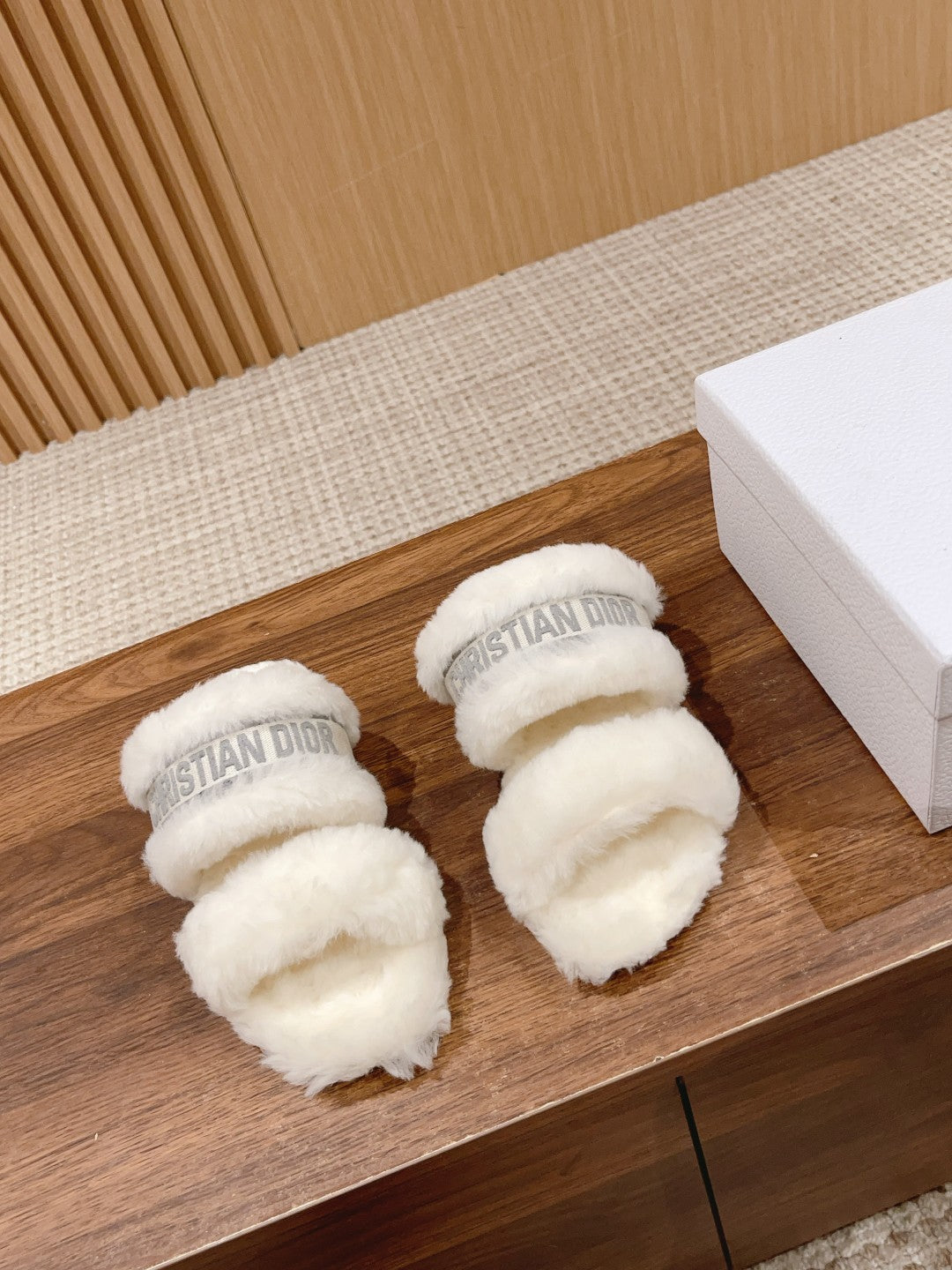 DIOR Sandal White Grey Fleece And Canvas Fabric