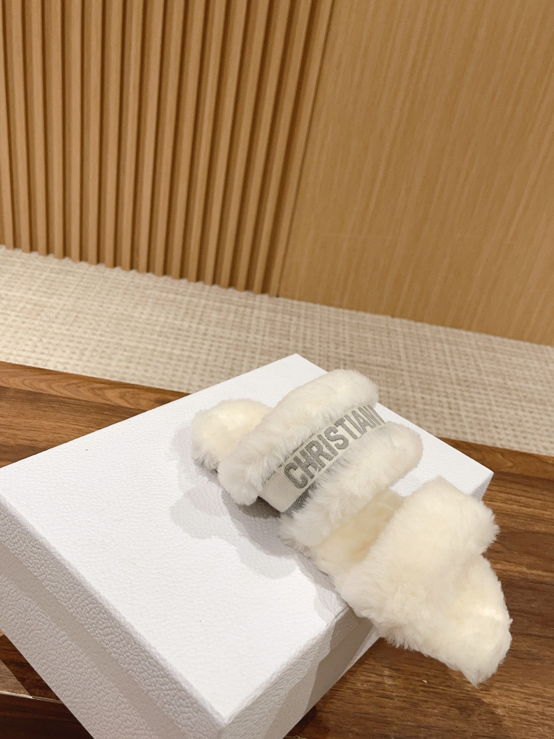 DIOR Sandal White Grey Fleece And Canvas Fabric