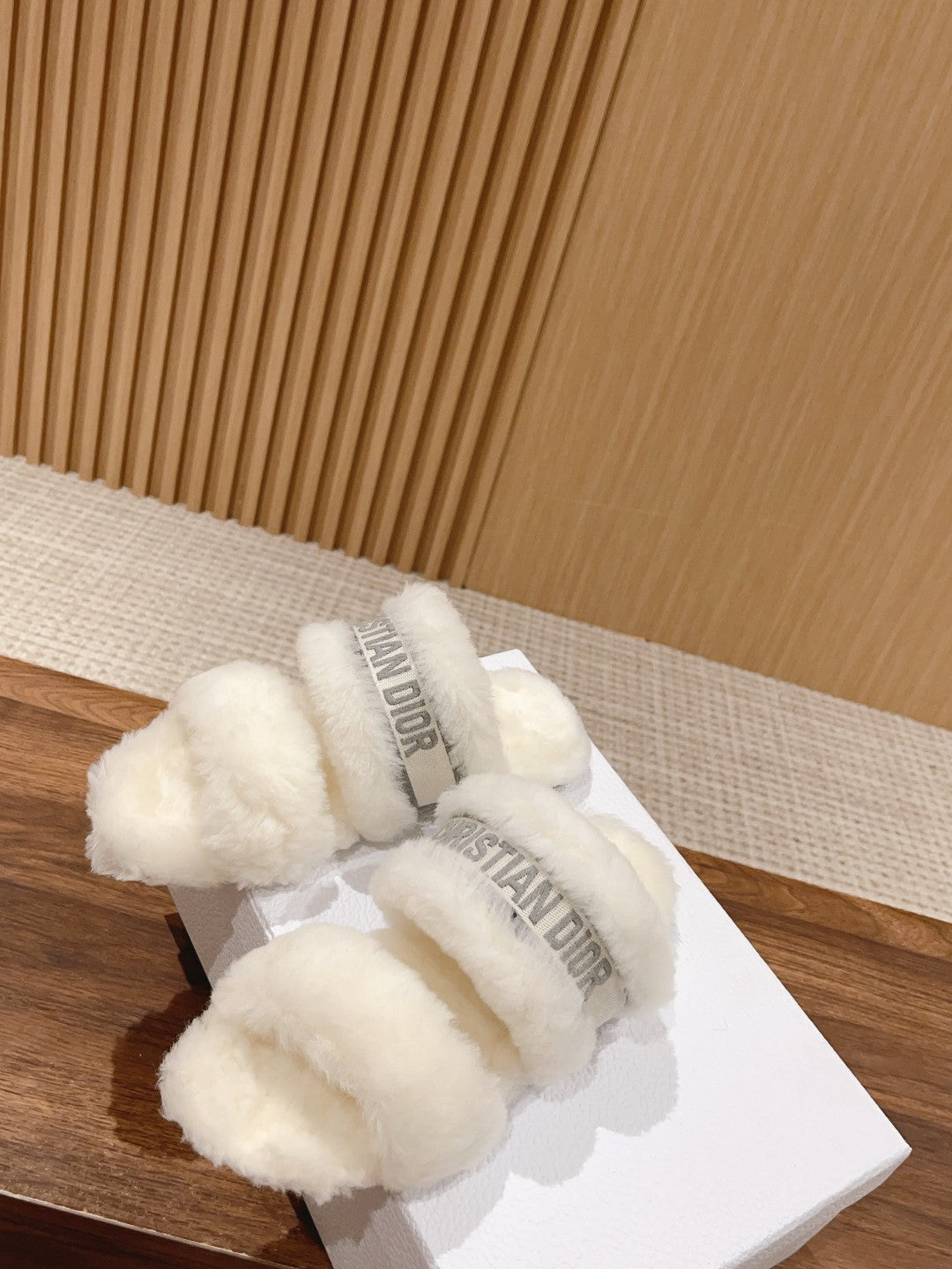 DIOR Sandal White Grey Fleece And Canvas Fabric