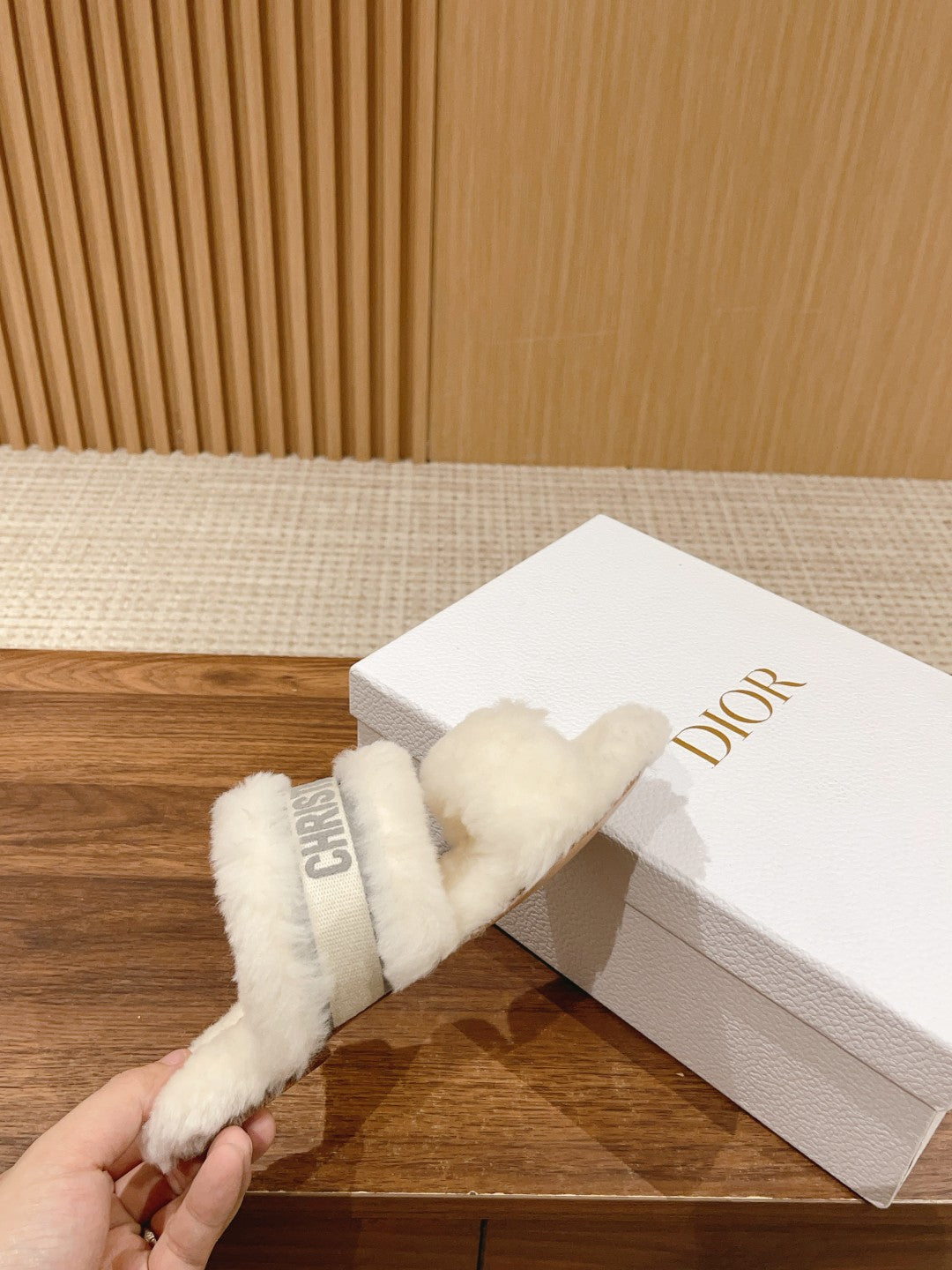 DIOR Sandal White Grey Fleece And Canvas Fabric