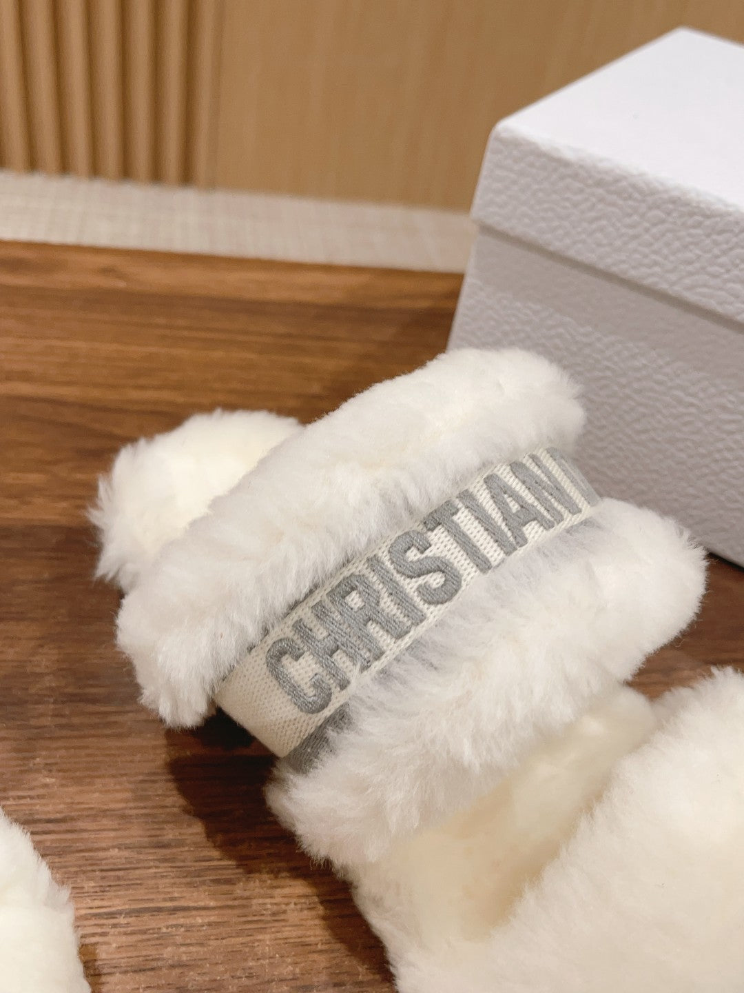 DIOR Sandal White Grey Fleece And Canvas Fabric