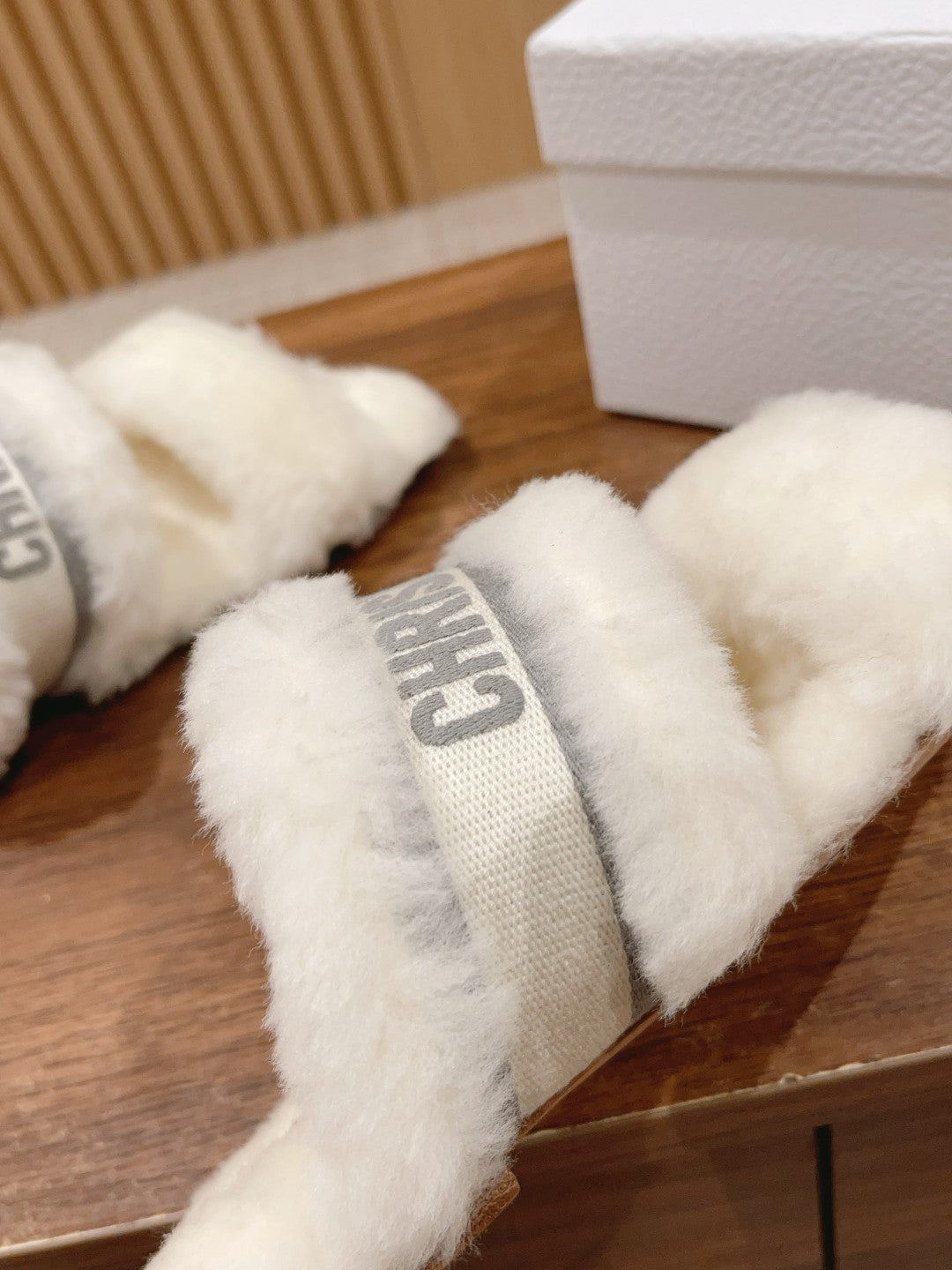 DIOR Sandal White Grey Fleece And Canvas Fabric