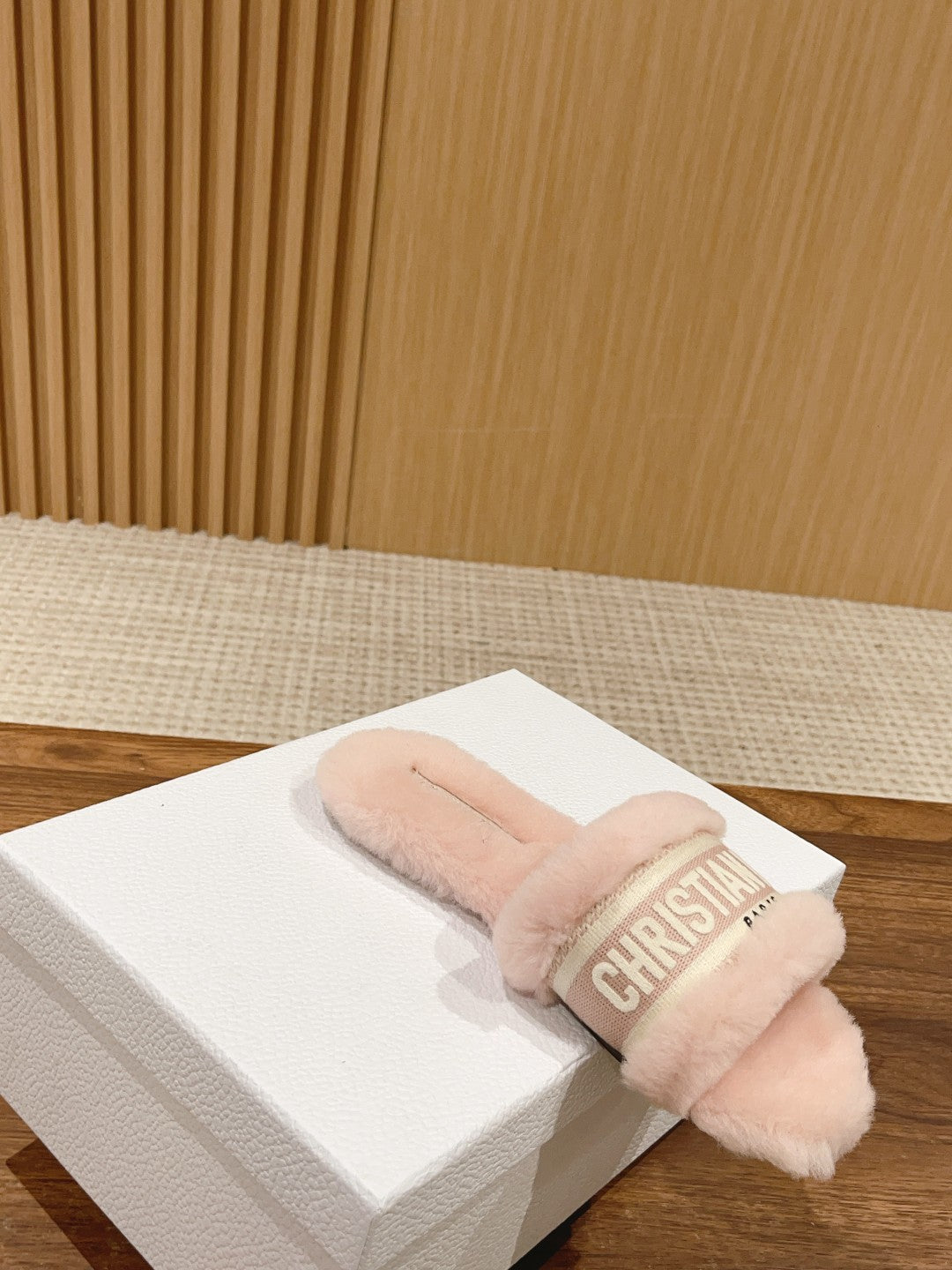 DIOR Dway Slide Pastel Pink Fleece Lining And Canvas Fabric