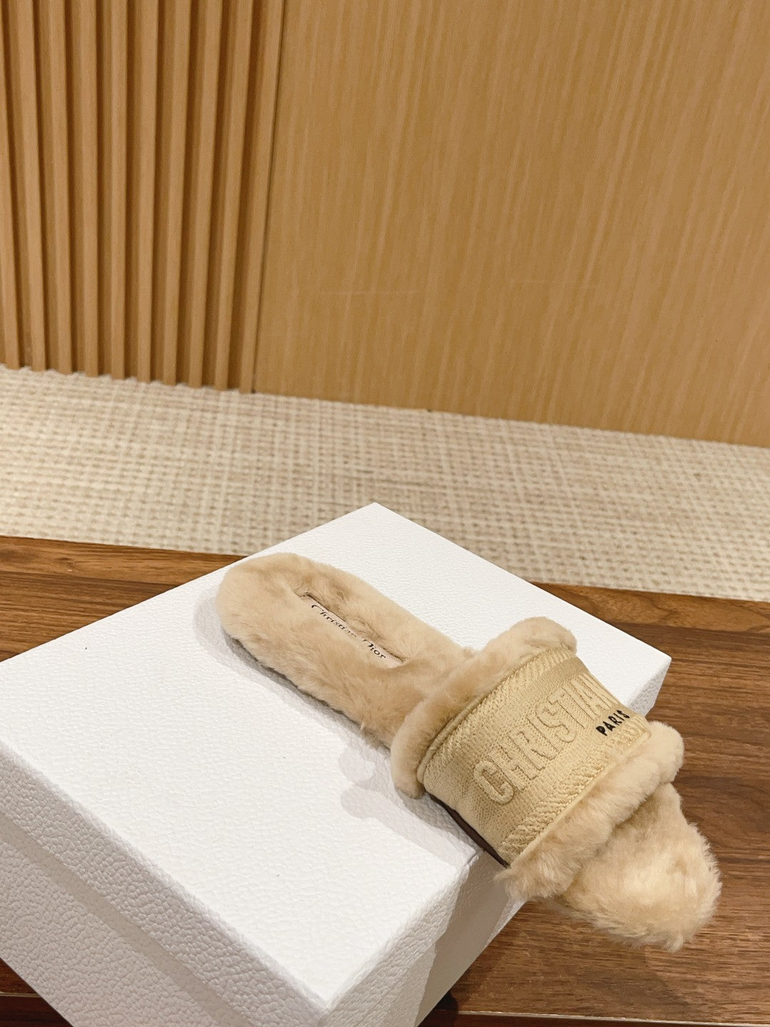DIOR Dway Slide Beige Fleece Lining And Canvas Fabric