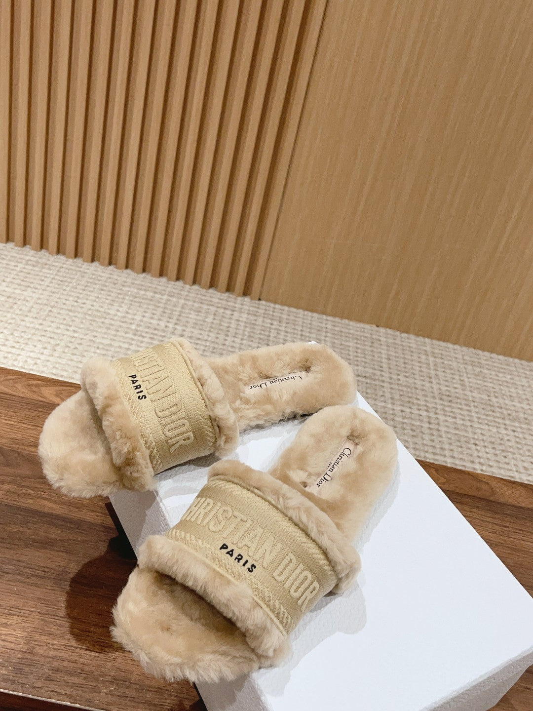 DIOR Dway Slide Beige Fleece Lining And Canvas Fabric