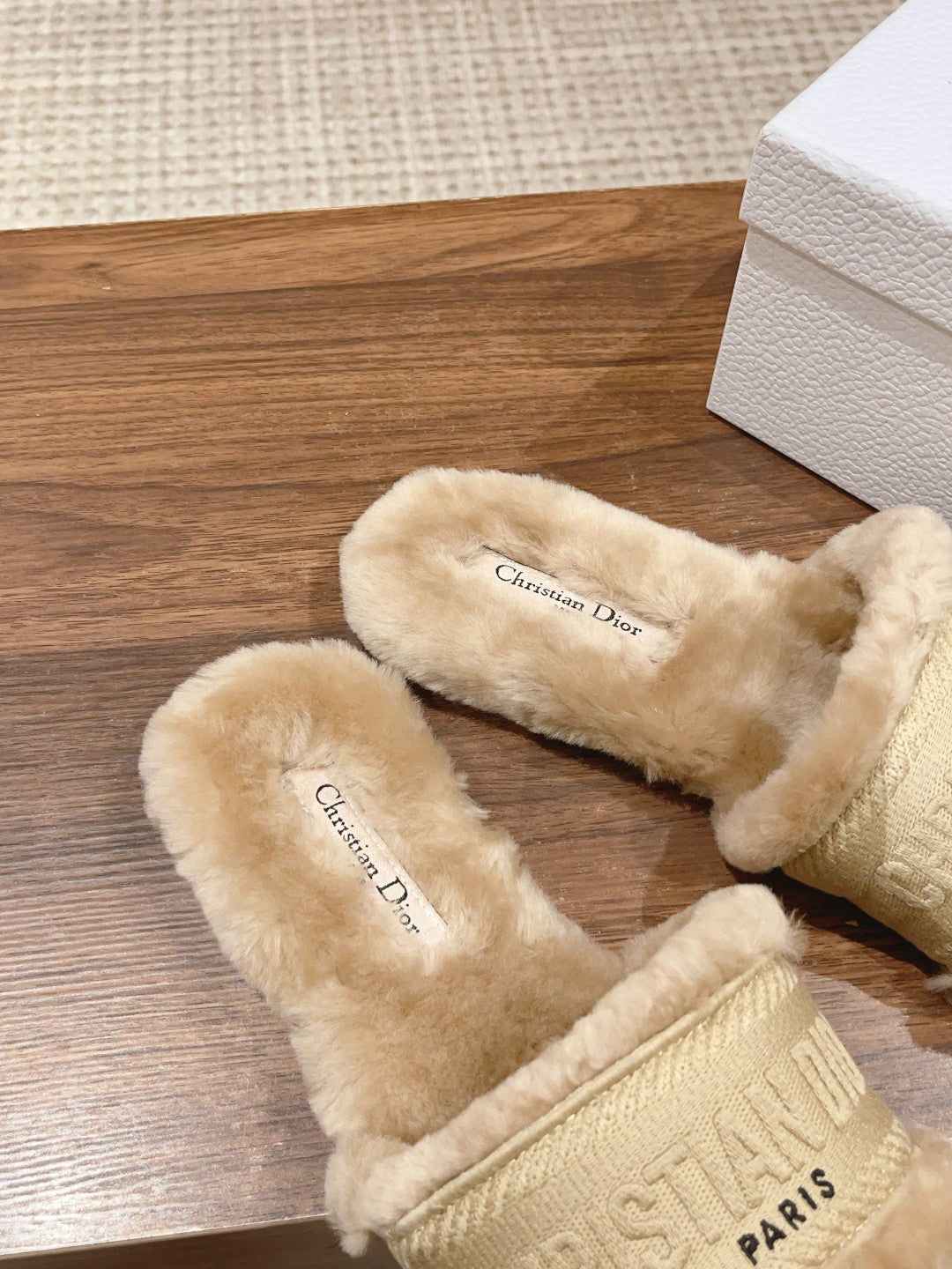 DIOR Dway Slide Beige Fleece Lining And Canvas Fabric