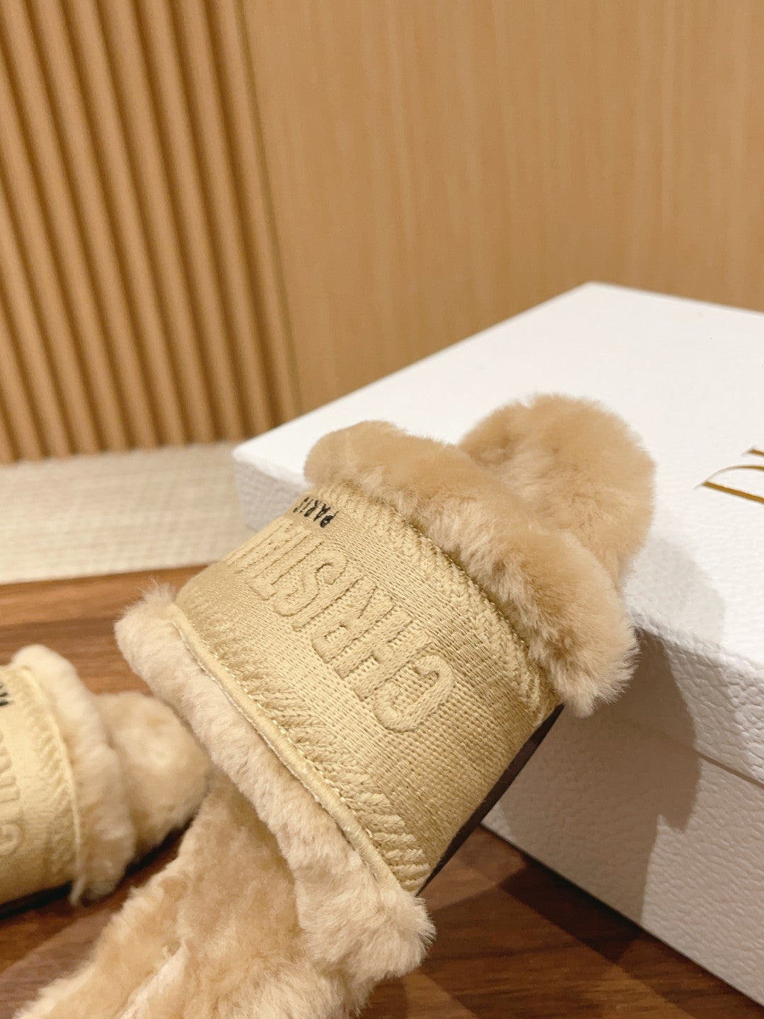 DIOR Dway Slide Beige Fleece Lining And Canvas Fabric