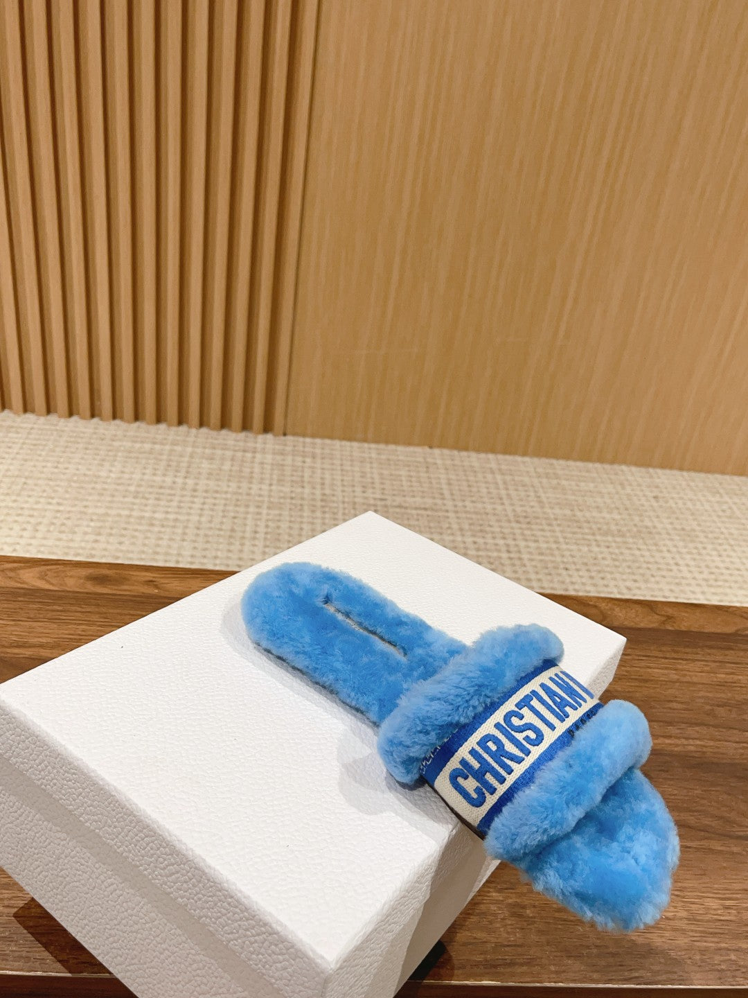 DIOR Dway Slide Sky Blue Fleece Lining And Canvas Fabric