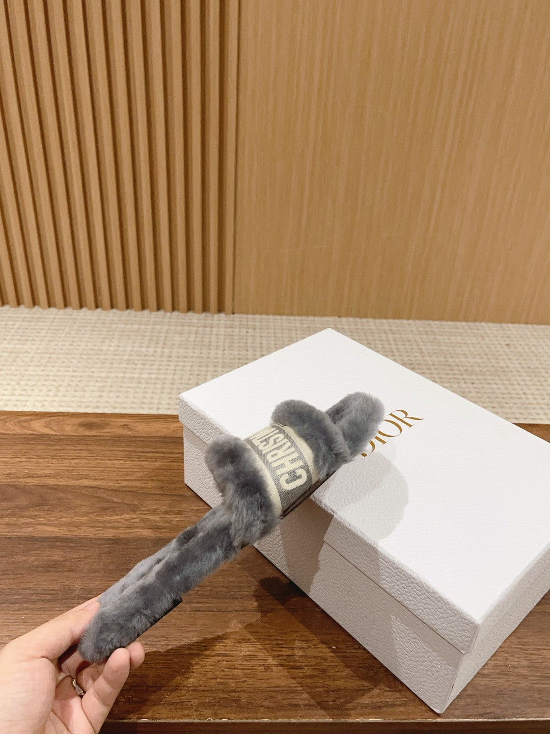 DIOR Dway Slide Grey Fleece Lining And Canvas Fabric