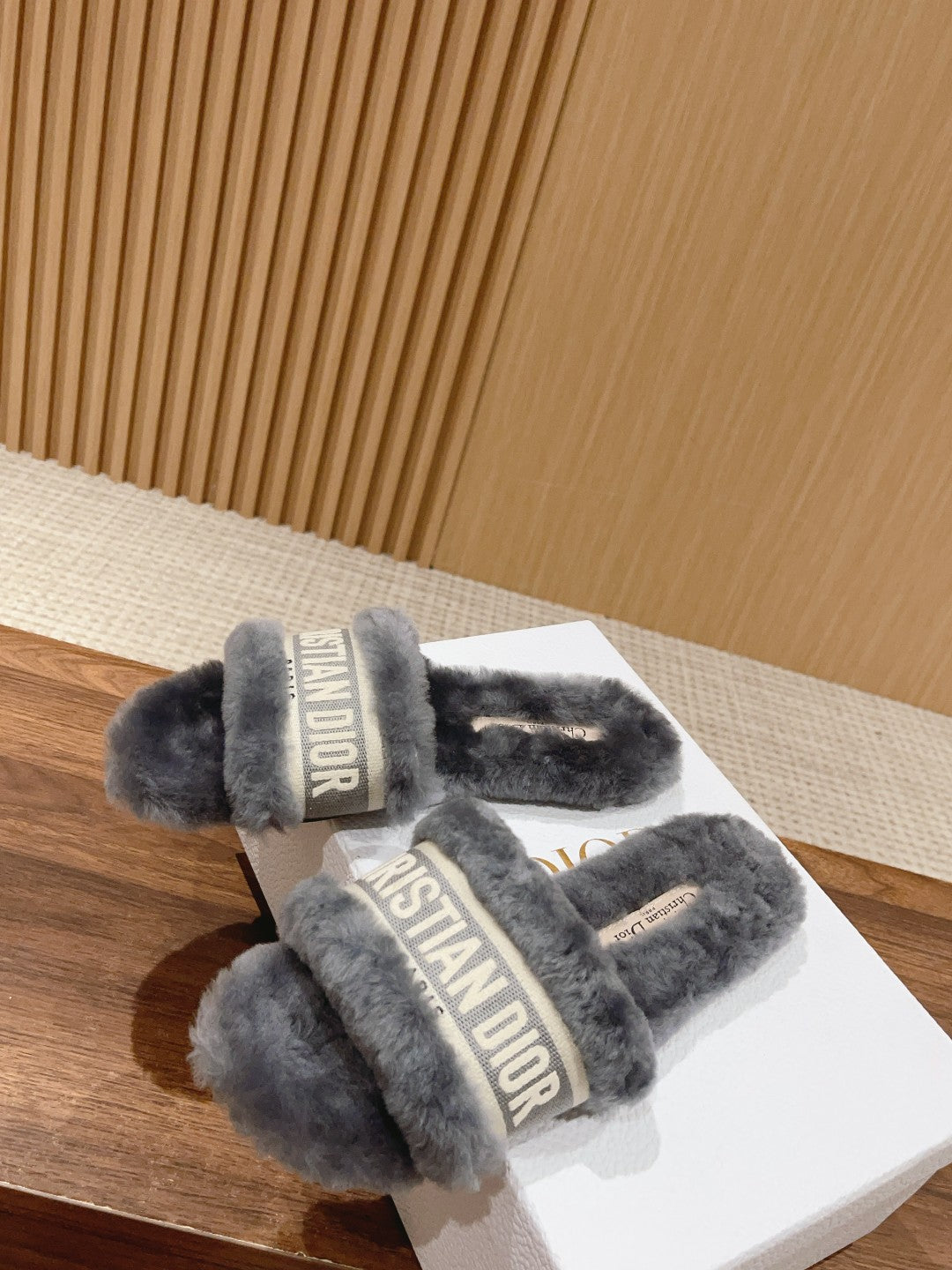 DIOR Dway Slide Grey Fleece Lining And Canvas Fabric