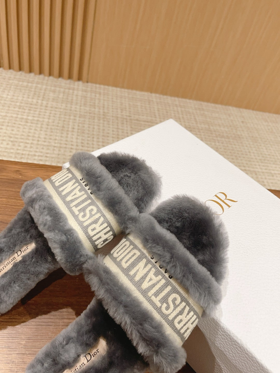 DIOR Dway Slide Grey Fleece Lining And Canvas Fabric
