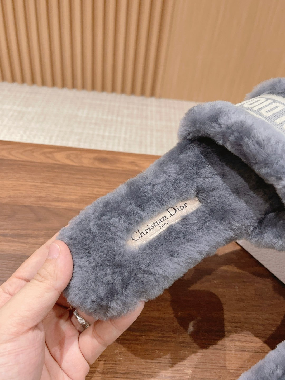 DIOR Dway Slide Grey Fleece Lining And Canvas Fabric