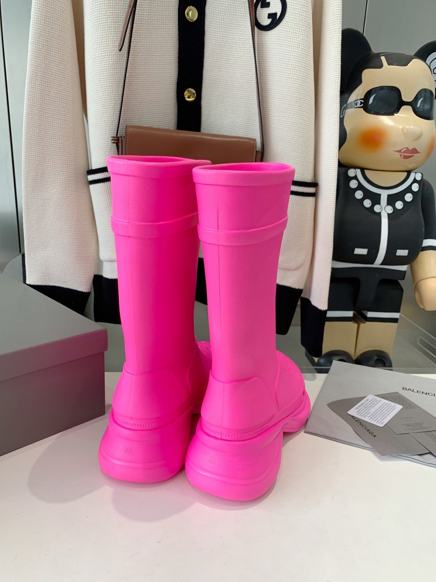 Balanciaga CROCS BOOTS IN BRIGHT PINK RUBBER